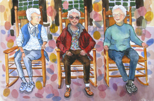 “Sweet, Strong & Sassy”: Joyce’s interpretation of her friends’ busy, active and positive lifestyle, was characterized in her watercolor that was accepted in a 12-state juried show. It is part of the Mid-Southern Watercolorists Annual Exhibit in the Butler Building, Little Rock, beginning Aug. 9.