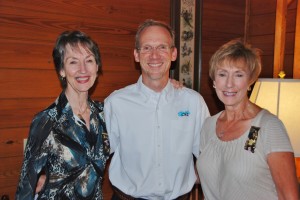 Zeta Sigma meets and hears about the Community Water System from Tim Shaw at the home of Olivia Dowell with Mary Baker as the co-hostess.  Pictured left to right are Judy Wheeler, Tim Shaw and Linda Reynolds
